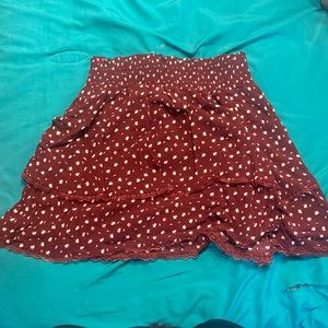 red skirt with flowers